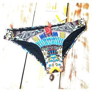 Red Carter Black & Multi Bikini Swim Bottoms Size Small